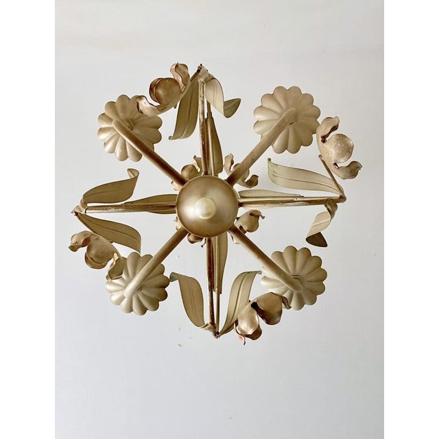 Vintage Painted Tole Floral Chandelier, 1950s For Sale - Image 6 of 10