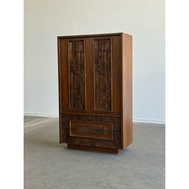 1970s 1970s Brutalist Armoire by Lane For Sale - Image 5 of 12