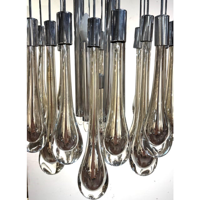 Mid Century Murano Silvered & Clear Glass Drop Chandelier, Attributed to Venini For Sale - Image 18 of 18