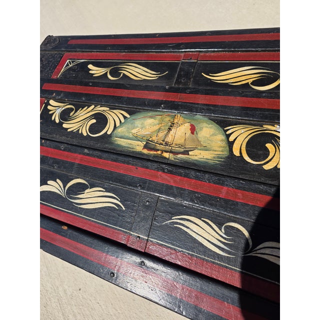 Traditional Antique Trunk With Later Painted Details For Sale - Image 3 of 17