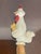 Vintage whimsical hen with chicken resin figurine on brass base as lamp finial.