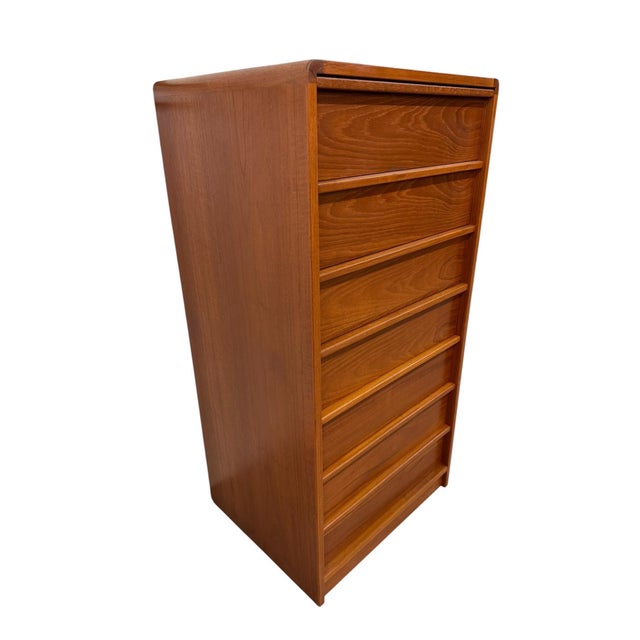 Bring timeless Scandinavian design into your home with this vintage Danish Modern teak lingerie chest, crafted circa...