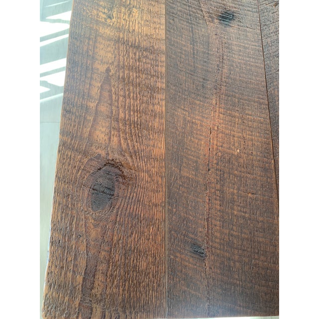 Wood Artisan Crafted 100 Year Old Barnwood Farmer's Table For Sale - Image 7 of 7