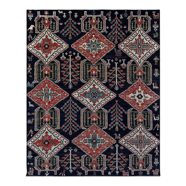 Tribal Qashqai Hand-Knotted Wool Area Carpet - 8'4" X 9'10" For Sale