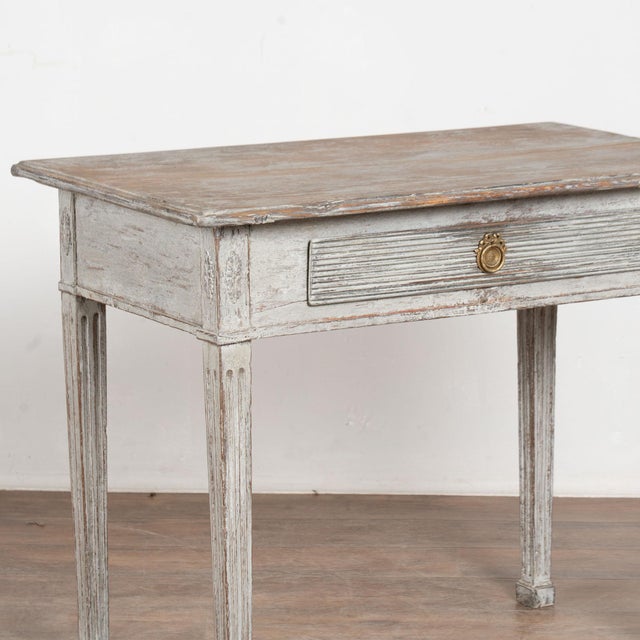 Gray Early 19th Century Swedish Gustavian Original Gray Painted Pine Side Table For Sale - Image 8 of 12