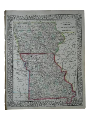 Antique Map of Iowa & Missouri