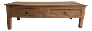 Antique French Coffee Table with Two Drawers
