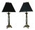Regency Brass & Steel Table Lamps W. Black Shades - a Pair For Sale