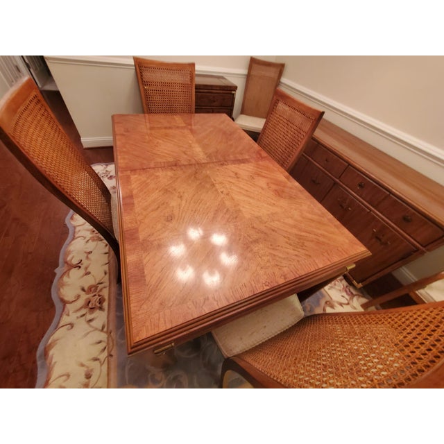 Vintage Drexel Burl Wood Dining Room Set – Complete Suite With Original Receipts For Sale - Image 14 of 17