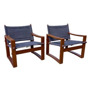 Borge Jensen for Bernstorffsminde Møbelfabrik Teak Safari Chairs - A Pair For Sale