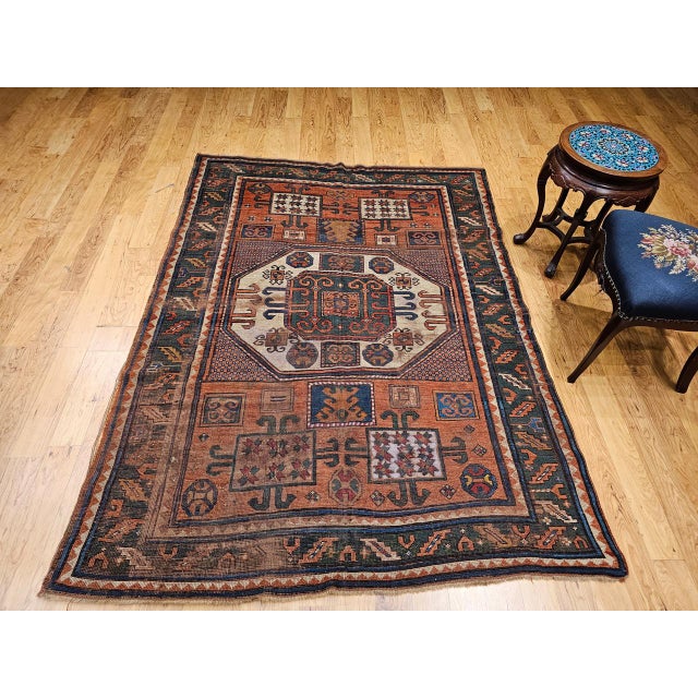 Antique Karachov Kazak Area Rug, Hand-Knotted Wool, Caucasus, 1800s, 5’ x 7’ For Sale - Image 11 of 18