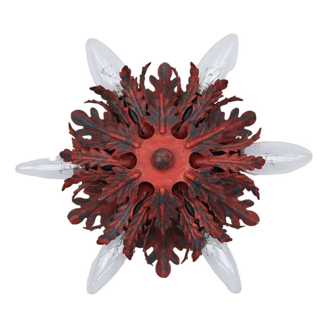 Red Florentine Ceiling Lamp by Banci Firenze, 1960s For Sale