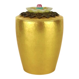 Marie Zimmermann Gilt Box With Carved and Pierced Finial For Sale