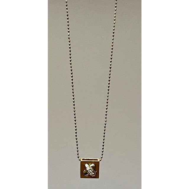 Transparent 18 Karat Gold Pendant with White Diamond in White Platinum Chain For Sale - Image 8 of 18