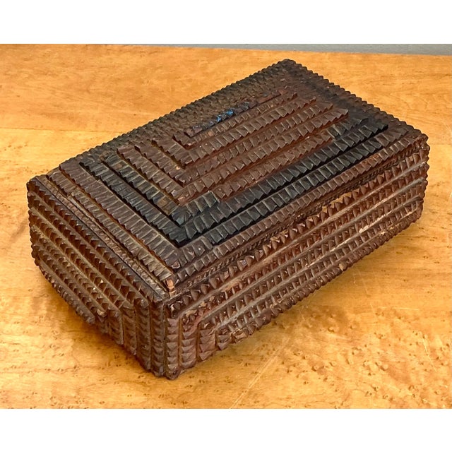 Vintage Tramp Art Wood Box For Sale - Image 9 of 12