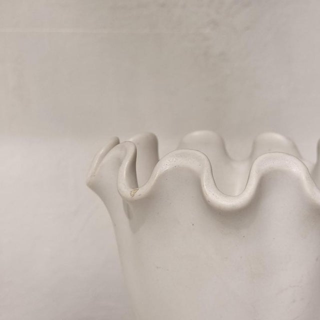 Ceramic vase, top with beautiful wavey shape model "Våga" by Wilhelm Kåge for Gustavsberg, Sweden 1950s. Mark:...