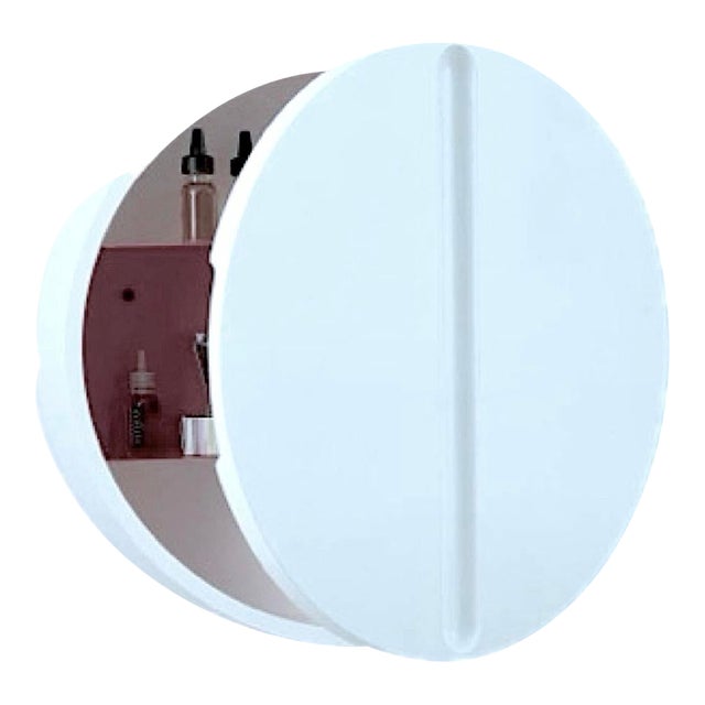 Oversized Pop Art White Lacquered "Big Pill" Wall Cupboard With Shelving by Palomba for Dornbracht For Sale