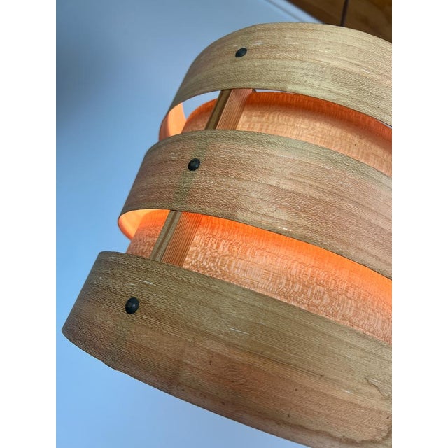 Pine Wood Straps Pendant Lamp by Zicoli Limbach, 1960s For Sale - Image 4 of 16