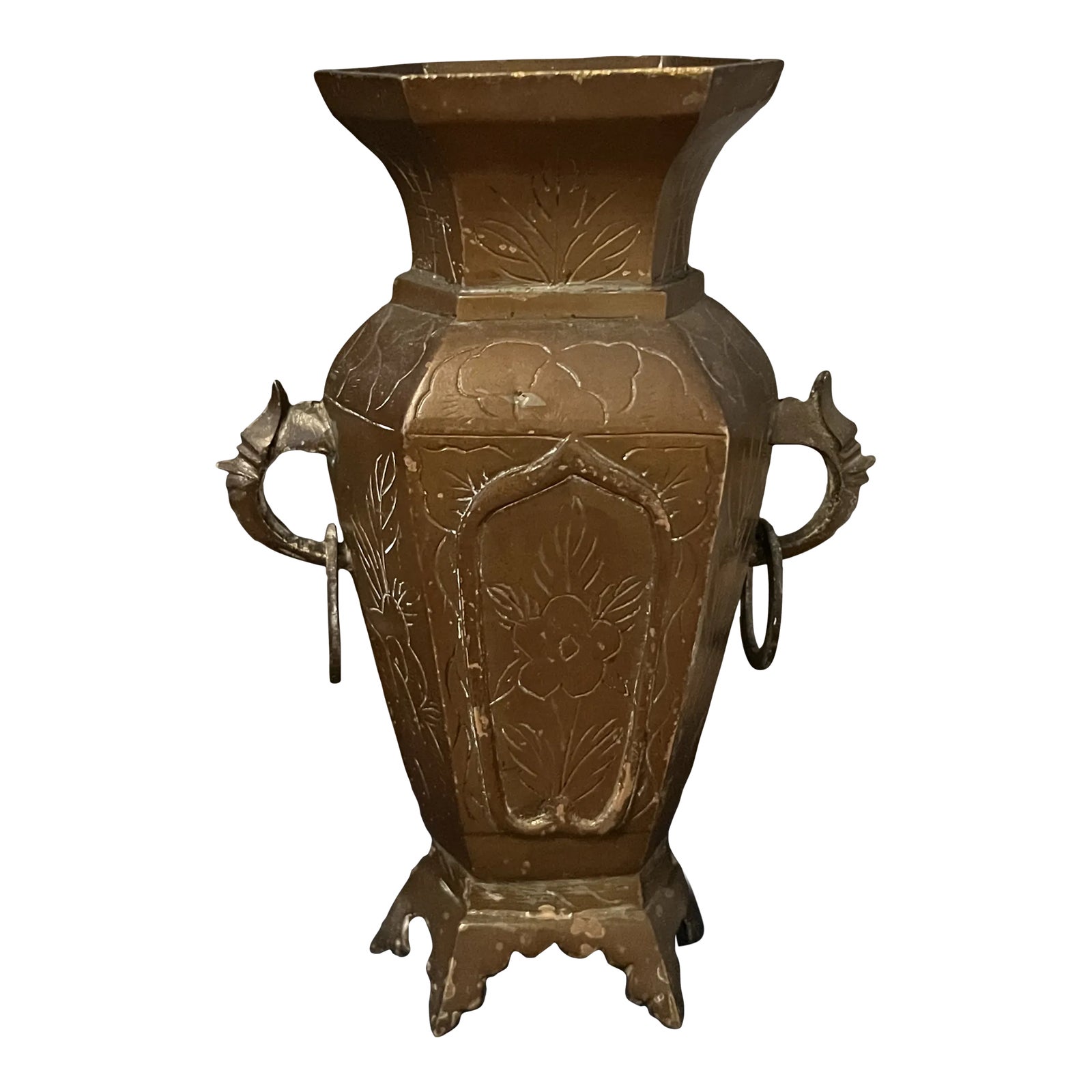 Antique 1910s Chinese Brass Vase/ Urn Chairish