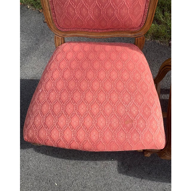 Brown Vintage Drexel Heritage French Style Wood and Upholstered Dining Chairs- A Set of 6 For Sale - Image 8 of 12