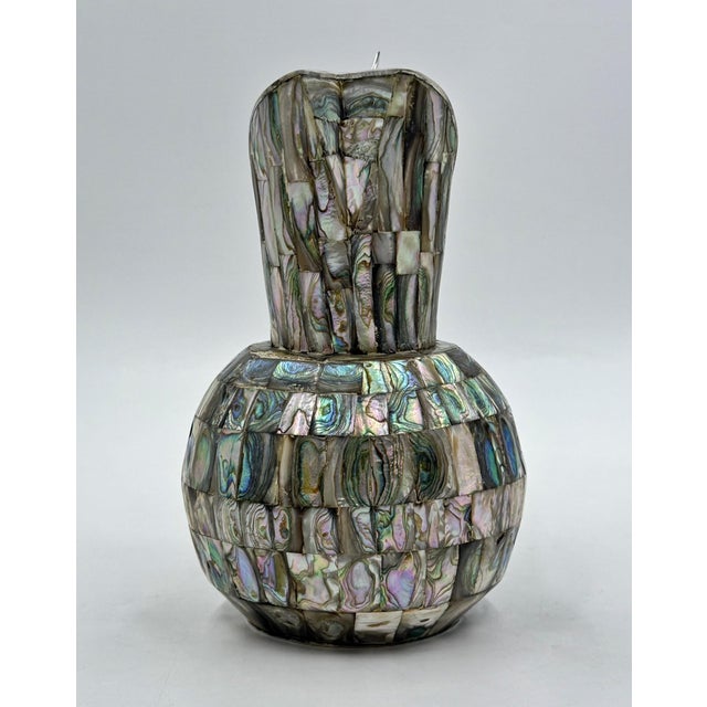 1960s Mexican Alpaca Silver & Abalone Bird of Paradise Pitcher Set - 7 pcs For Sale - Image 11 of 18