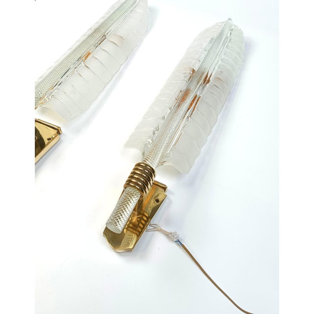 Large Brass and Crystal Sconces attributed to Andre Arbus and Veronese, 1950s, Set of 2 For Sale - Image 9 of 13