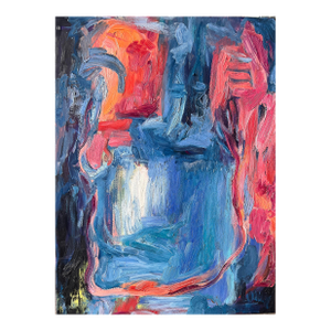 “Lion Warrior” – Contemporary Colorful Abstract Expressionist Oil Painting