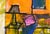 Cubist Living Room Interior Scene in Orange, Green & Blue by Michael William Eggleston For Sale In Monterey, CA - Image 6 of 8