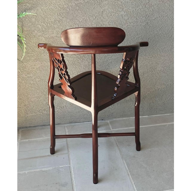 Late 20th Century Late 20th-Century Chinese Import-Style Rosewood Corner Armchair For Sale - Image 5 of 11