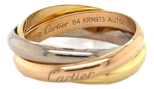 Cartier Trinity 18k Tri-Color Gold 3 Rolling Band Ring W/Cert - Size 10