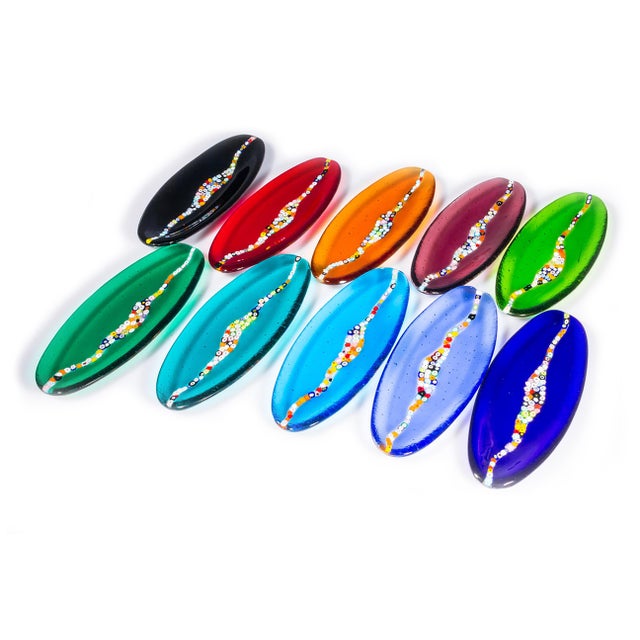 Contemporary Oval Cascata C20 Cobalt Blue Murano Glass Plate by Birello For Sale - Image 3 of 4