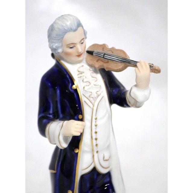 Beautiful Antique 1919 Royal Dux Porcelain Colonial Couple Playing Instruments For Sale - Image 6 of 10