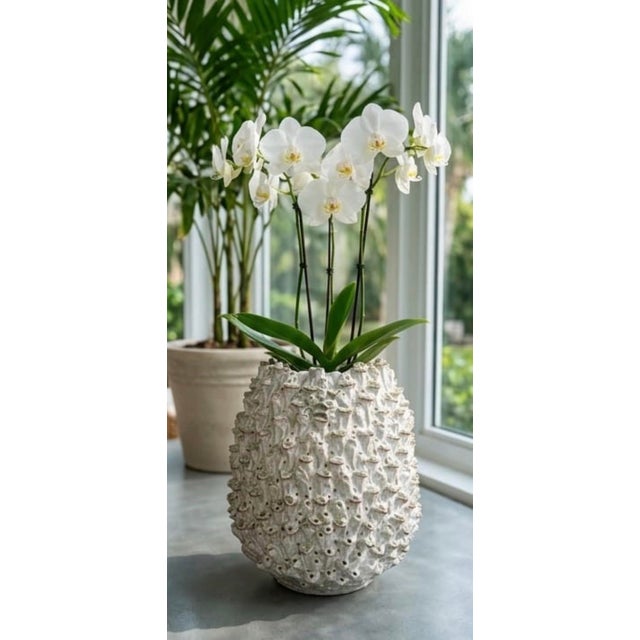 Vintage Italian Textured Sea Urchin Ceramic Studio Vase For Sale - Image 12 of 12