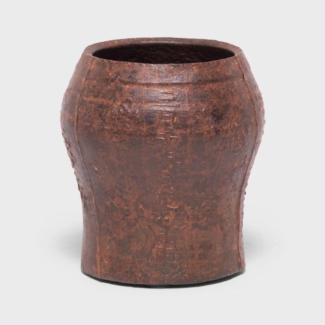 Mid 19th Century 19th Century Chinese Floral Iron Mortar For Sale - Image 5 of 6