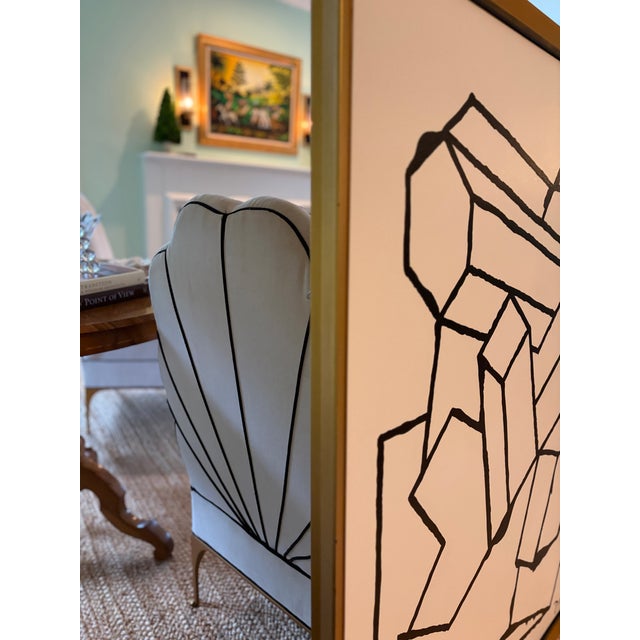Abstract Modern Abstract Original Painting Set in a Gold Frame by DMG Studios For Sale - Image 3 of 7