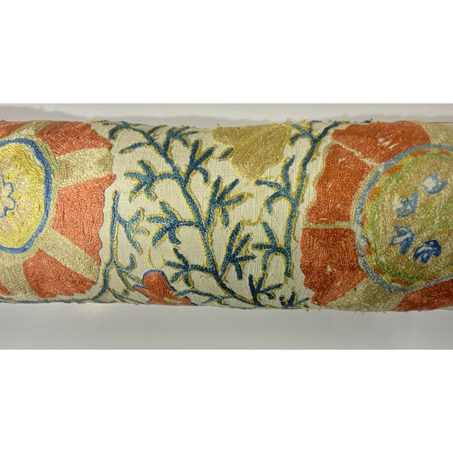 Antique 19th Century Uzbek Suzani Embroidered Pillow - Lumbar Cushion For Sale - Image 12 of 15