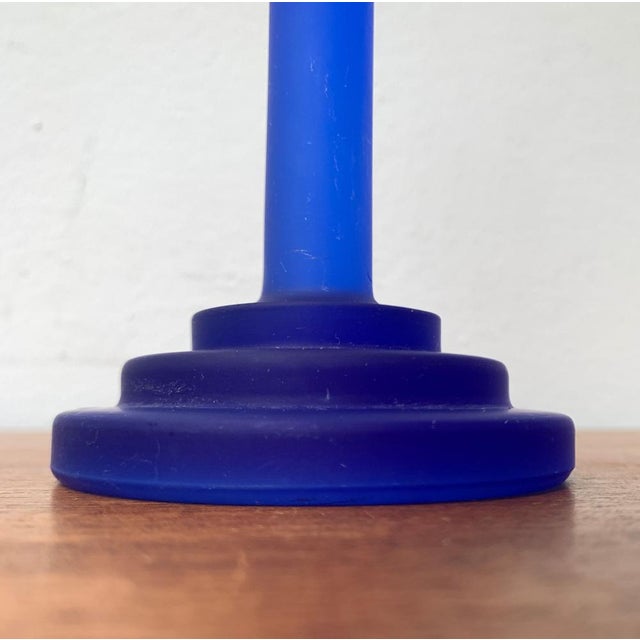 Postmodern Blue Glass Candleholder, 1990s For Sale - Image 5 of 16