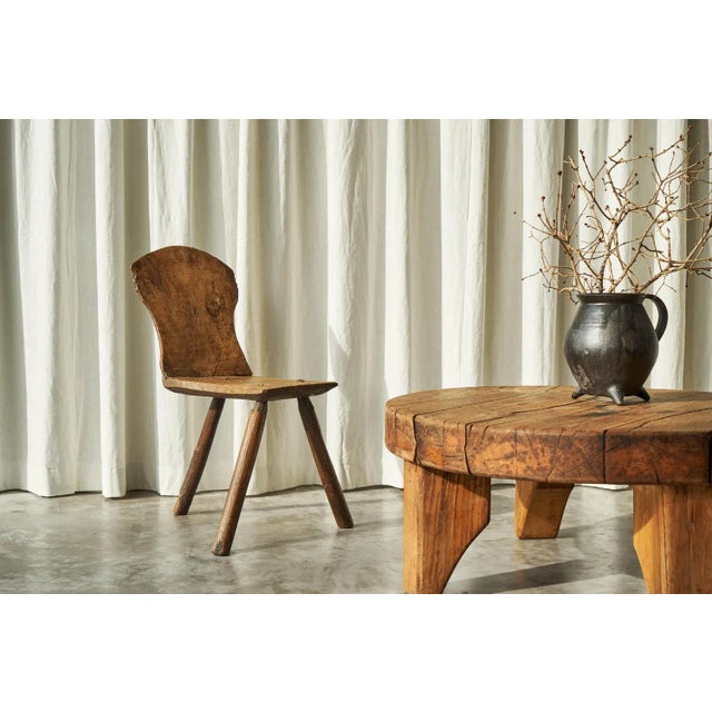 Antique Wabi Sabi Carved Tripod Side Chair For Sale - Image 3 of 10