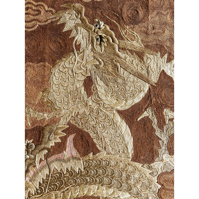 Framed Japanese Embroidery Dragon Tapestry Meiji Period For Sale - Image 14 of 16