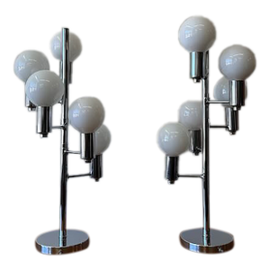 Vintage Pair of Robert Sonneman Style Waterfall Lamps