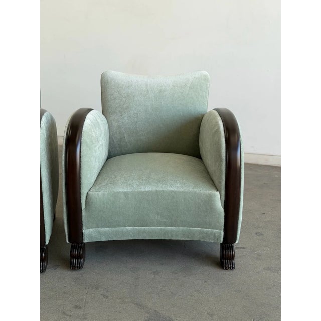 1960s Arched Chairs in Mint Blue Mohair For Sale - Image 13 of 15