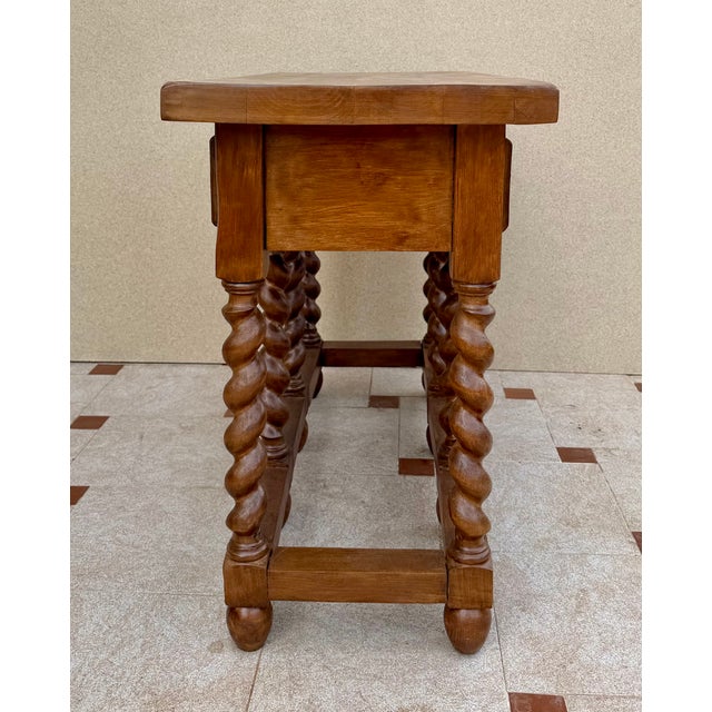 Rustic Spanish Wood Console Table with Three Drawers, 1950 For Sale - Image 3 of 13