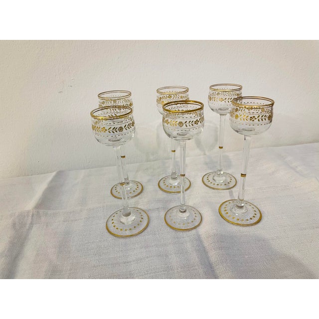 Antique Art Nouveau Liqueur Glasses from Theresienthal, 1900s, Set of 6, in Very Good conditions. Designed 1890 to 1919 I...
