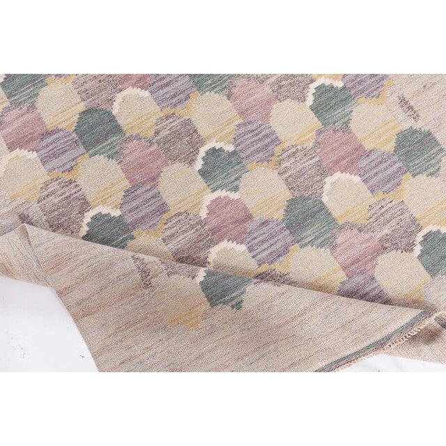 Mid-Century Modern Mid-20th Century Swedish Flat Woven Rug by Jönköpings Läns Hemslöjd For Sale - Image 3 of 7