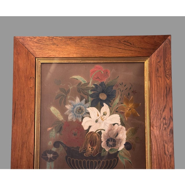 Antique Victorian Rosewood Framed Floral Still Life Watercolor Painting In very nice original condition showing some...