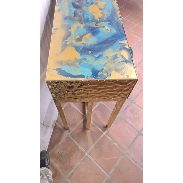 Blue and Gold Murano Glass Console Table from Justfurnituress SRL For Sale - Image 16 of 18