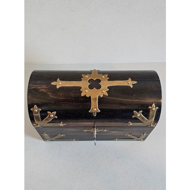 Antique English Victorian Gothic Madagascar Ebony Stationary Letter Chest Table Box For Sale In Dallas - Image 6 of 12
