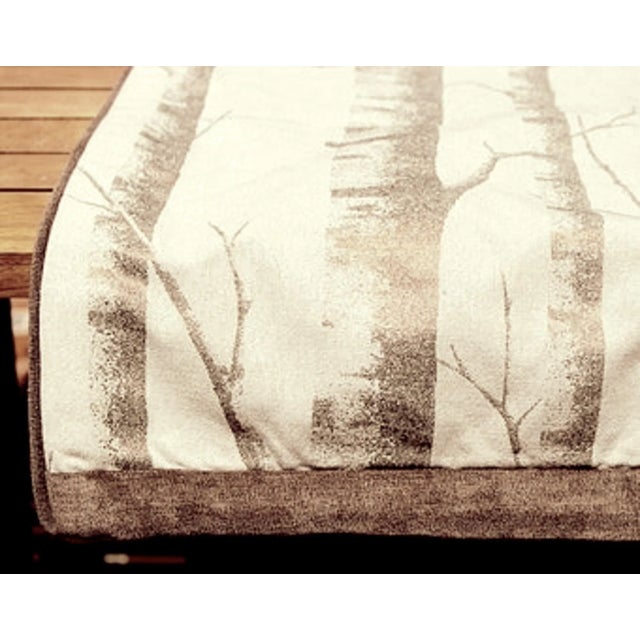 Contemporary 2000s Lee Jofa Style Woods Print Linen Table Runner With Velvet Piping and Border For Sale - Image 3 of 13