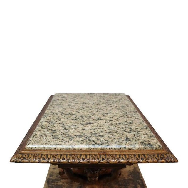 Antique Baroque Style Figural Cherub Carved Walnut Marble Top Table C1900 For Sale - Image 9 of 11