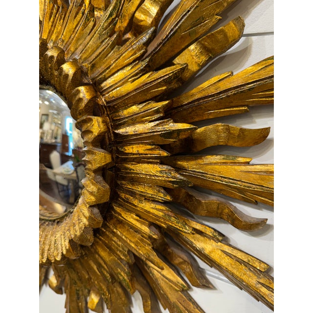Vintage Convex Sunburst Mirror For Sale In Nashville - Image 6 of 10